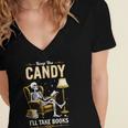 Keep The Candy I'Ll Take Books Halloween Women's Jersey Short Sleeve Deep V-Neck Tshirt