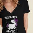 Kids Class Of 2018 Unicorn Preschool Graduation For Girls Women's Jersey Short Sleeve Deep V-Neck Tshirt