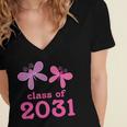 Kids Class Of 2031 Kindergarten Girls Graduation T-Shirt Women's Jersey Short Sleeve Deep V-Neck Tshirt