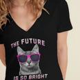 Kids Cool Future Is Bright Kids Graduation Or Birthday Women's Jersey Short Sleeve Deep V-Neck Tshirt