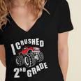 Kids I Crushed 2nd Grade Monster Truck School Graduation Women's Jersey Short Sleeve Deep V-Neck Tshirt