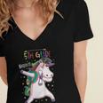 Kids Dabbing Unicorn Graduation 5th Grade Class Of 2019 Women's Jersey Short Sleeve Deep V-Neck Tshirt