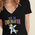 Kids Dabbing Unicorn Kindergarten Graduation See Ya Women's Jersey Short Sleeve Deep V-Neck Tshirt
