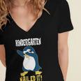 Kids Kindergarten Dabbing Penguin Nailed It Graduation Class 2021 Women's Jersey Short Sleeve Deep V-Neck Tshirt