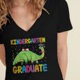Kids Kindergarten Graduate Dinosaur Kindergarten Graduation Women's Jersey Short Sleeve Deep V-Neck Tshirt
