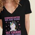 Kids Kindergarten Graduate Unicorn Graduation Women's Jersey Short Sleeve Deep V-Neck Tshirt