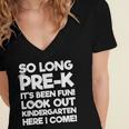 Kids Last Day Pre-K Kindergarten Here I Come Graduation Women's Jersey Short Sleeve Deep V-Neck Tshirt