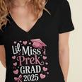 Kids Little Miss Pre-K Grad 2025 Preschool Girls Prek Graduation Women's Jersey Short Sleeve Deep V-Neck Tshirt