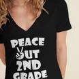 Kids Peace Out 2ND Grade For Graduation Women's Jersey Short Sleeve Deep V-Neck Tshirt