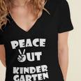Kids Peace Out Kindergarten For Graduation Women's Jersey Short Sleeve Deep V-Neck Tshirt