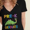 Kids Pre-K Graduate Brontosaurus Dino Pre Kindergarten Graduation Women's Jersey Short Sleeve Deep V-Neck Tshirt