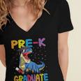 Kids Pre-K Graduate Dinosaur T-Rex Pre Kindergarten Graduation Women's Jersey Short Sleeve Deep V-Neck Tshirt