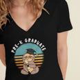 Kids Pre-K Graduate Sloth Cap And Gown Cute Preschool Graduation Women's Jersey Short Sleeve Deep V-Neck Tshirt