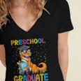 Kids Preschool Graduate Dinosaur Trex Preschool Graduation Women's Jersey Short Sleeve Deep V-Neck Tshirt