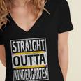 Kids Straight Outta Kindergarten Graduation Women's Jersey Short Sleeve Deep V-Neck Tshirt