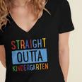 Kids STRAIGHT OUTTA KINDERGARTEN T-SHIRT FUNNY GRADUATION GIFT Women's Jersey Short Sleeve Deep V-Neck Tshirt