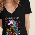 Kids Unicorn Kindergarten Graduation Graduate Shirt Women's Jersey Short Sleeve Deep V-Neck Tshirt