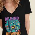Be Kind Rewind 90s VHS Nostalgia Retro Women's Jersey Short Sleeve Deep V-Neck Tshirt Be Kind Rewind 90s VHS Nostalgia Retro Women's Jersey Short Sleeve Deep V-Neck Tshirt