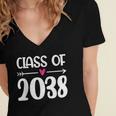 Kindergarten Class Of 2038 First Day School Graduation Girls Women's Jersey Short Sleeve Deep V-Neck Tshirt