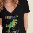 Kindergarten Graduation 1st Here We Come Class 2023 Dinosaur Women's Jersey Short Sleeve Deep V-Neck Tshirt