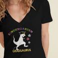Kindergarten Graduation Shirt 2019 Dinosaur Graduate Party Women's Jersey Short Sleeve Deep V-Neck Tshirt