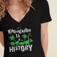 Kindergarten Is History Dinosaur Graduation Women's Jersey Short Sleeve Deep V-Neck Tshirt