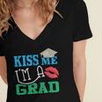Kiss Me I'm A Grad 2018 Senior Graduation Women's Jersey Short Sleeve Deep V-Neck Tshirt