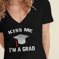 Kiss Me I'm A Grad Graduation T-Shirt Women's Jersey Short Sleeve Deep V-Neck Tshirt