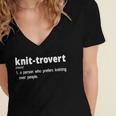 Knittrovert Knitting Humor Definition Introvert Women's Jersey Short Sleeve Deep V-Neck Tshirt