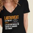 Labrador Retriever Labtrovert Definition Introvert Labrador Women's Jersey Short Sleeve Deep V-Neck Tshirt