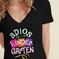 Last Day Of School Adios Kindergarten Graduation Kids Girls Women's Jersey Short Sleeve Deep V-Neck Tshirt