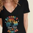 Last Day Of School Groovy Graduation School's Out For Summer Women's Jersey Short Sleeve Deep V-Neck Tshirt