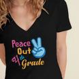 Last Day Of School Peace Out Grade 4 Graduation Kids Women's Jersey Short Sleeve Deep V-Neck Tshirt