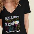 My Last First Day Senior 2026 Graduation Class Of 2026 Women's Jersey Short Sleeve Deep V-Neck Tshirt