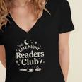 Late Night Readers Club Moon & Stars Book Lover Women's Jersey Short Sleeve Deep V-Neck Tshirt