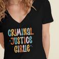 Lawyer True Crime Lover Addict Graduation Apparel Criminal Justice Girlie Major Degree Future Detective Women's Jersey Short Sleeve Deep V-Neck Tshirt