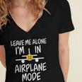 Leave Me Alone I’m In Airplane Mode Grumpy Introvert Women's Jersey Short Sleeve Deep V-Neck Tshirt