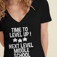Level Up Middle School 5th Grade Graduation Party Women's Jersey Short Sleeve Deep V-Neck Tshirt