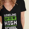 Leveling Up To High School Tee Shirt Gaming Graduation Women's Jersey Short Sleeve Deep V-Neck Tshirt
