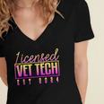 Licensed Vet Tech Veterinary Technician Graduation 2024 Women's Jersey Short Sleeve Deep V-Neck Tshirt