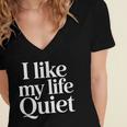 I Like My Life Quiet Introvert Minimal Quote Women's Jersey Short Sleeve Deep V-Neck Tshirt I Like My Life Quiet Introvert Minimal Quote Women's Jersey Short Sleeve Deep V-Neck Tshirt