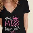 Little Miss Pre-K Grad Preschool Prek Graduation 2025 Women's Jersey Short Sleeve Deep V-Neck Tshirt