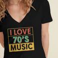 I Love 70's Music Retro Style Nostalgia Vibe 1970 70's Party Women's Jersey Short Sleeve Deep V-Neck Tshirt