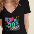 I Love The 70s Retro Cassette Roller Vinyl Disco Nostalgia Women's Jersey Short Sleeve Deep V-Neck Tshirt