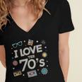 I Love The 70's Retro Nostalgia Women's Jersey Short Sleeve Deep V-Neck Tshirt