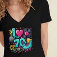 I Love The 70s Vintage Cassette Roller Vinyl Nostalgia 70s Women's Jersey Short Sleeve Deep V-Neck Tshirt