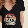 I Love 80’s Vibes Retro 80s Style Vintage Sunset Nostalgia Women's Jersey Short Sleeve Deep V-Neck Tshirt