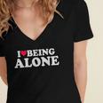 I Love Being Alone Introvert & Anxious Girl Red Heart Women's Jersey Short Sleeve Deep V-Neck Tshirt I Love Being Alone Introvert & Anxious Girl Red Heart Women's Jersey Short Sleeve Deep V-Neck Tshirt