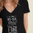 I Love My Bed More Than I Like Most People Introvert Pyjamas Women's Jersey Short Sleeve Deep V-Neck Tshirt