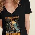 I Love Fishing Bigfoot Fisherman Introvert Sarcastic Women's Jersey Short Sleeve Deep V-Neck Tshirt